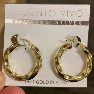 Argento Vivo 18K Gold Plated Twist Hoop Earrings